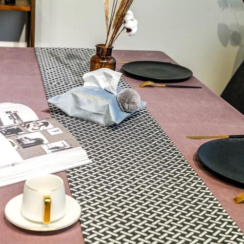 Simple Black White Cotton Linen Table Runners Nordic Table Runners Modern Home Decor Dinning Table Decor
