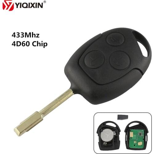 YIQIXIN 3 Buttons Replacement Remote Car Key 433Mhz Carbon Transponder Chip 4D60 For Ford Mondeo Fiesta Focus Transit Full