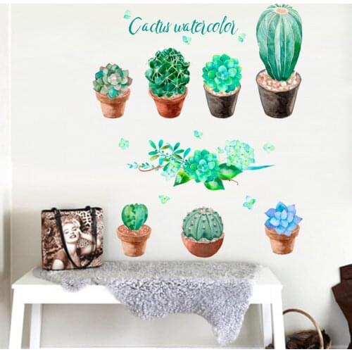 Garden plant Cactus bonsai flower butterfly wall stickers home decor living room kitchen pvc wall decal diy mural art decoration