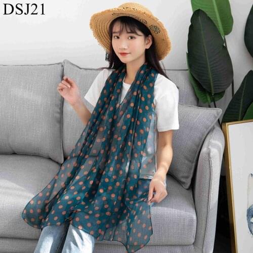 Silk Thin Polka Dot Georgette Scarves Womens 180 * 70cm Large Size Scarves Round Dot Shawl