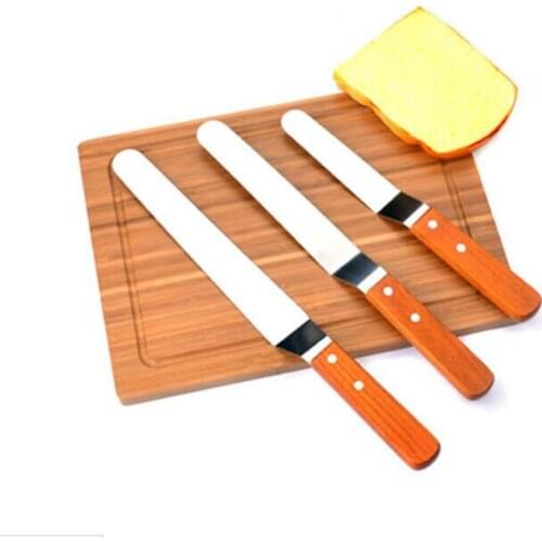 6/8/10 Inch Stainless Steel Wooden Handle Butter Cake Cream Knife Spatula Kitchen Smoother Spreader Fondant Pastry Cake Decor