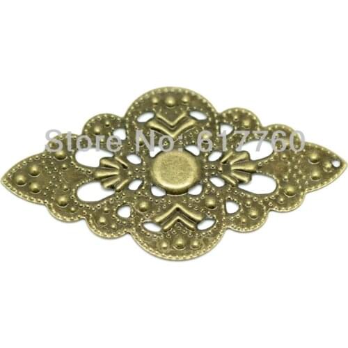 Free shipping-50PCs Antique Bronze Filigree Wraps Connectors DIY Jewelry Pendants Embellishments Findings 5.2x3cm J0623