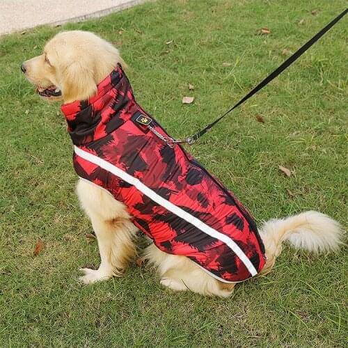 Large dog new printed reflective warm jacket graffiti geometric pattern small dog S-6XL pet clothes Winter clothes