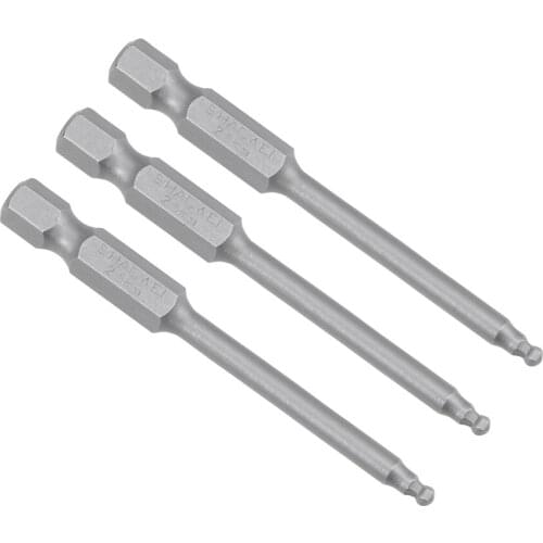 Uxcell 3 Pcs Ball End Bits 1/4 Inch Hex Shank 65mm Magnetic H2.5 Head Screwdriver Bit for Manual Electric Screwdriver