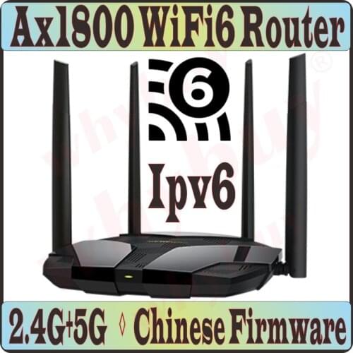 Chin-Firmware,Wi-Fi6 802.11AX, 4 Antennas WiFi6 Wireless Router 2 bands 2.4GHz 574M + 5GHz 1201M, 4 Gigabit ports, Ipv6, Wi-Fi 6