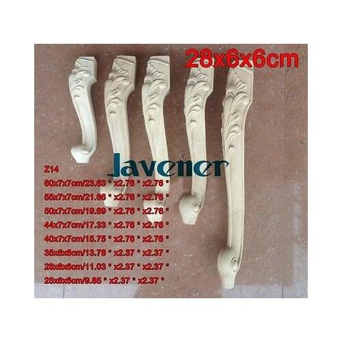 Z14 -28x6x6cm Wood Carved Onlay Applique Carpenter Decal Wood Working Carpenter Leg European style
