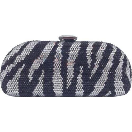 Bag For Women Elegant Women Zebra Pattern Long Evening Bags and Clutches Formal Cocktail Crystal Clutch Purses Bridal Rhinestone