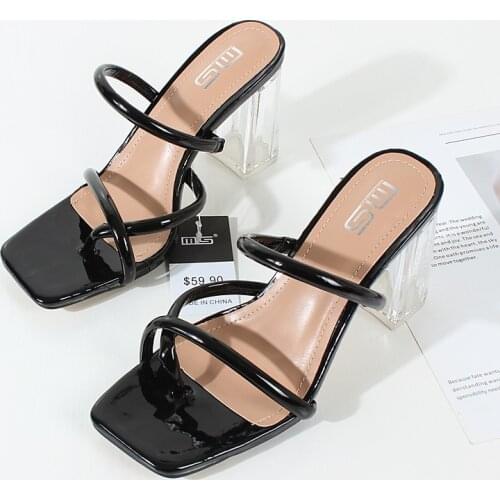 2021 Summer New Womens Sandals High Heel Set Toe Back Strap Two Wear Drag Sandals Fashionable and Comfortable 8.5CM