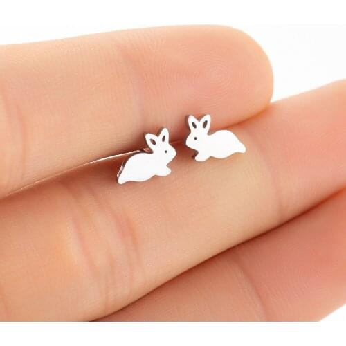 1 Gothic Simple Fashion Rabbit Stainless Steel Ladies Earrings Cute Mini Rabbit Earrings Rose Gold Rabbit Earrings ChristmasGift