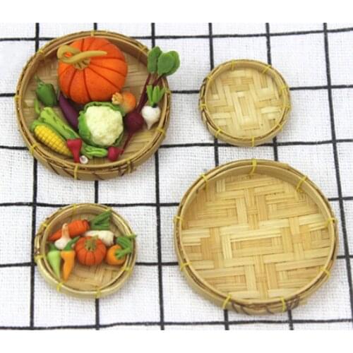 1Pc Cute 1/12 Dollhouse Miniature Bamboo Basket Kitchen Doll Toy Accessories
