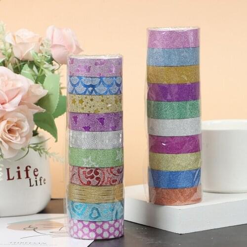 10PCS Glitter Washi Tape Stationery Scrapbooking Decorative Adhesive Tapes DIY