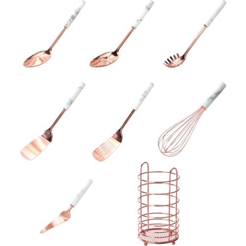 8pcs Stainless Steel Kitchen Cooking Utensils With Holder Kitchen Utensil Set Soup Spoon Spatula For Kitchen Gadgets Tools