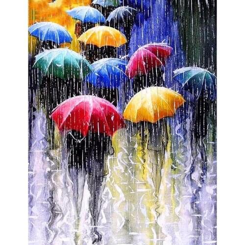 New 5D DIY Full Round Diamond Painting Lover In The Rain 3D Embroidery Cross Stitch Rhinestone Mosaic Home Dector Gift YC80