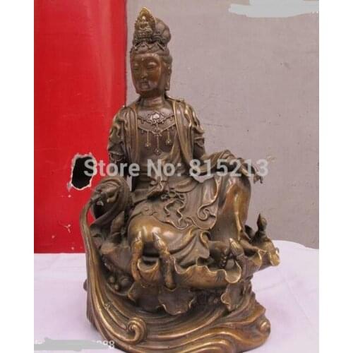 Bi0011629 China Tibet Buddhism Classical Bronze Lotus Guan Yin Kwan-Yin Statue