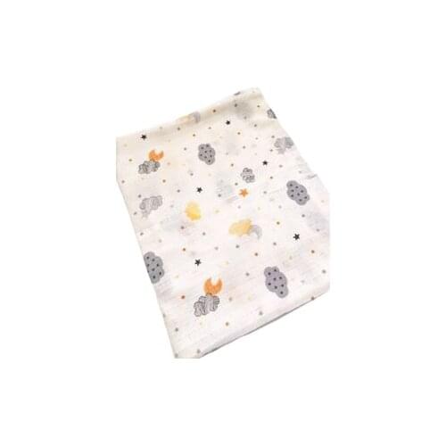 MÜSLİN KUMAŞ BULUT DESENLİ ÖRTÜ&BATTANİYE 75X95 CM