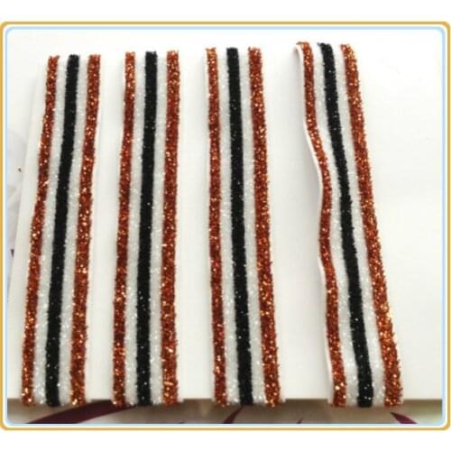Price Negotiated) 5/8 Inch Five Stripes Stretch Glitter Sparkle Velvet Ribbon