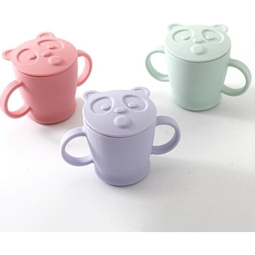 140ml Baby Feeding Cup Toddler Learning Drinking Bottle Portable Double Handle Silicone Water Drinkware