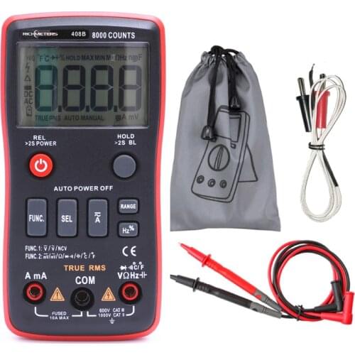 RM408B Digital Multimeter 8000 Counts True-RMS Temperature Test 5MHz Frequency ACDC Voltage Current 9.999mF Capacitance