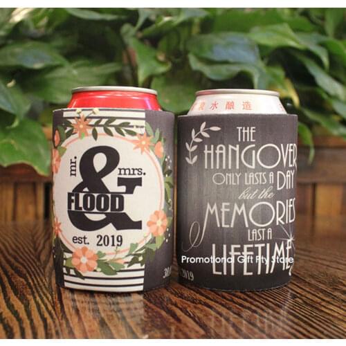 100pcs/lot Custom Logo Beer Can Cooler Sleeve Wedding Party Decoration Cheap Bottle Beer Can Holder Gifts Neoprene Material