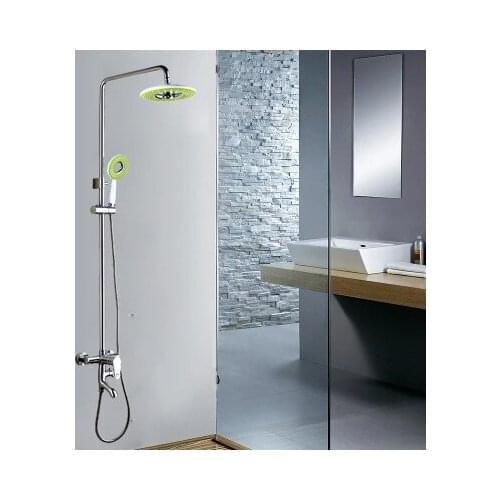 Chrome Polished Rainfall Solid Brass Lifting Shower Faucet Set With ABS Showerhead Handheld Sprayer Wall Mounted