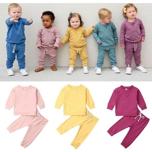 US Newborn Baby Girl Boy 2PCS Autumn Clothes Set Tops+Long Pants Cotton Outfit