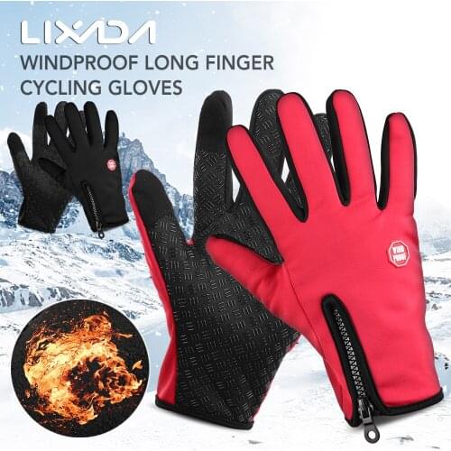 Lixada Waterproof Touchscreen Cycling Gloves Winter Outdoor Windproof Long Finger Bike Riding Gloves Motorcycle Gloves Men/Women