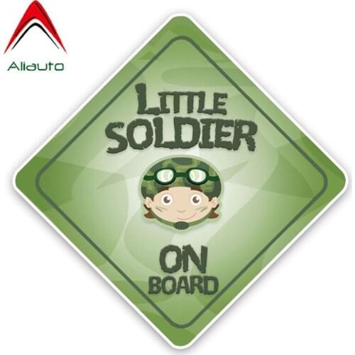 Aliauto Cartoon Warning Sign Car Sticker Little Soldier Baby on Board Colored High Quality Waterproof Decal PVC,15cm*15cm