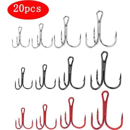 Fishing hook set 20pcs boxed fish hook three anchor hook red nickel black nickel white nickel high carbon steel three hooks