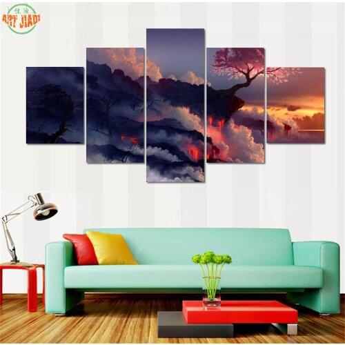 NEW 1-3-4-5 Piece/set Canvas Art 3' Cherry Tree on the Volcano CANVAS PAINTING Decorations For Home Wall Art Prints Canvas B362