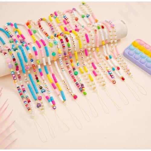 New Colorful Acrylic Bead Mobile Phone Chain Cellphone Strap Anti-lost Long Lanyard For Women Summer Jewelry Phone Accessories