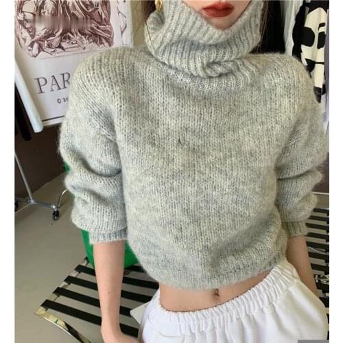 Zoulv Women Knitted Full Sleeve Slash Neck Off-the-Shoulder Pullover Sweater Female Autumn Slim Turtleneck Pullovers Sweaters