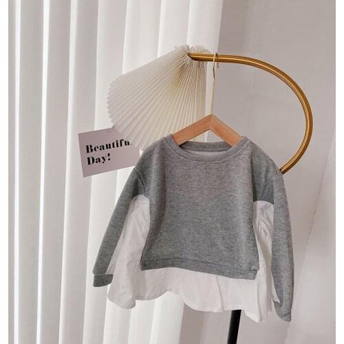 Autumn Girls Long Sleeve O Neck Patchwork Casual Loose T-Shirt Tops ChildrenS Sweatshirt Kids Hoodies Tee
