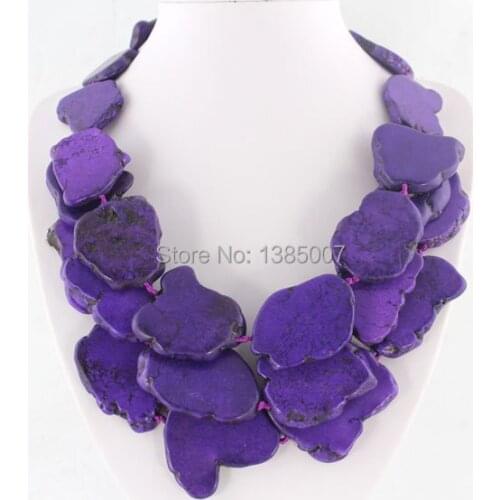 Stunning African beautiful Jewelry Necklace 3 Row Purple beautiful Necklace beautiful Beads Necklace Party Necklace Wedding Gift