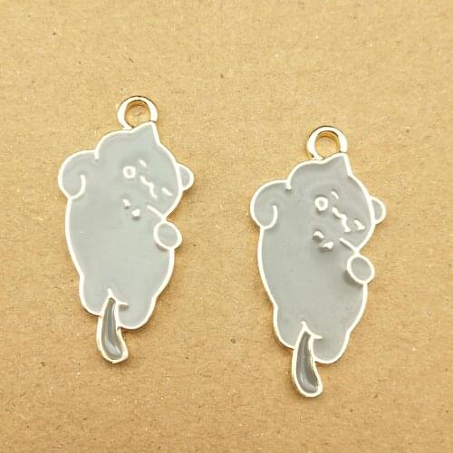 10pcs enamel cat charm for jewelry making fashion charm bracelet charms DIY findings necklace pendant