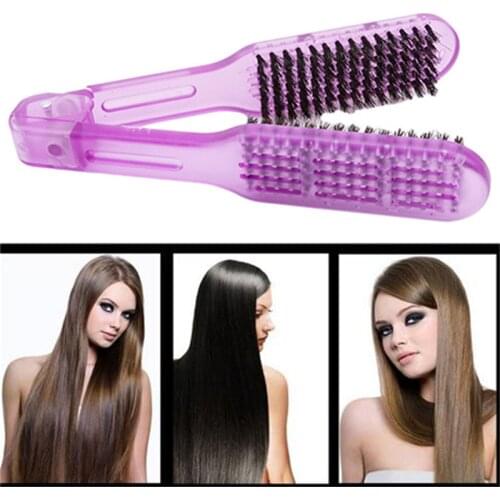22cm Length Salon Style Hairdressing Double Clamp Comb Women Men Hair Comb Bristle Hair Straightening Brush