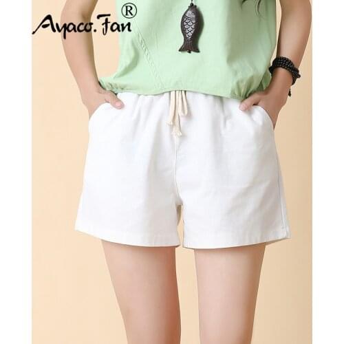 Candy Colors Hot Summer Women Shorts 2019 New Loose High Waist Sports Shorts Casual Girls Lady Linen Short Trousers Plus Size