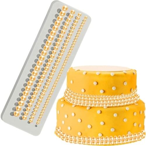 Silicone Pearl Chain Cake Border Molds Cupcake Fondant Cake Decorating Candy Chocolate Gumpaste Moulds Sugarcraft Kitchen Baking