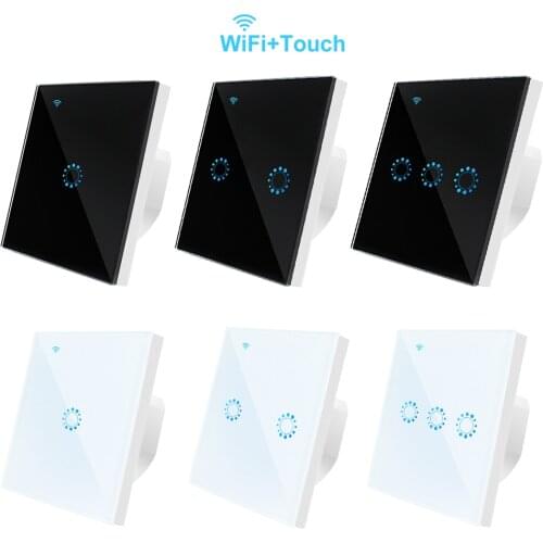 EU Standard 1/2/3 Gang WiFi Smart Switch Wall Light Touch Switch For Google Home Amazon Alexa APP Control Intellegent Switch