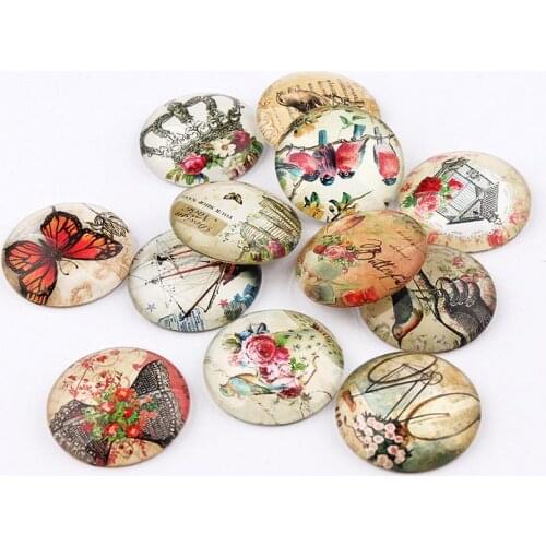 Mixed 12/16/18/20/25mm Hot Sale Domed Round Handmade Photo Glass Cabochon Good Quality Magnifying DIY 20/lot