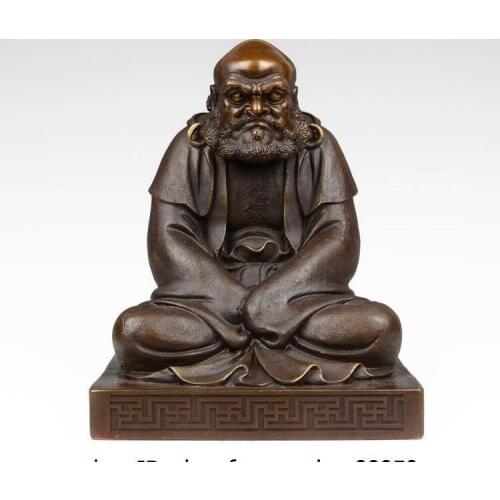 Tibet Buddhism Pure Red Copper Damo Bodhidharma Damour Arhat Monk Buddha Statue