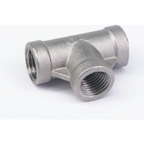 1/8" BSP Euqal Female Tee Thread 3 Way 304 Stainless Steel Pipe Fitting Connector Coupling for water air gas