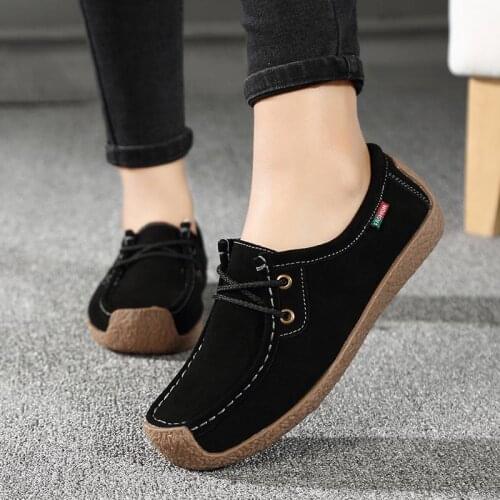 Sneakers women shoes loafer flats 2021 breathable women sneakers loafers flats solid suede lace-up flat with casual shoes woman