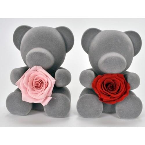 UBUY New Design Beautiful Bear With Preserved Fresh Flower Rose Decoration For Valentines Day
