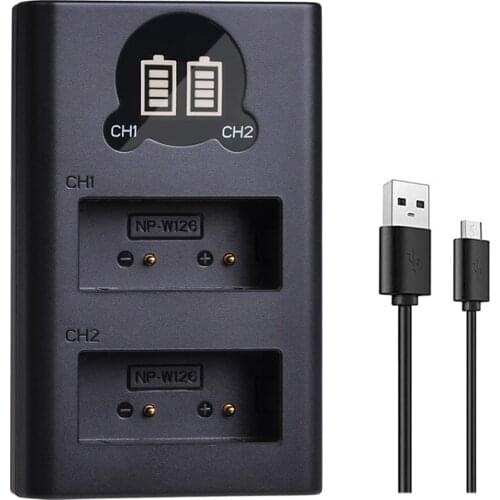 NP-W126S NP W126 NP-W126Battery Charger with USB and Type-C for Fujifilm X-T1 X-T20 X-T3 X-T30 X-T2, X-A1 X-A2 X-A3 X-A5