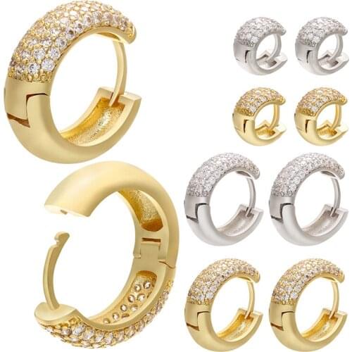 ZHUKOU One pair gold/silver color small hoop earrings for women Brass Cubic Zirconia Round earring hoops model:VE170