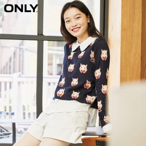 ONLY spring new sweet doll collar stitching pullover cartoon long-sleeved sweater women | 120324054