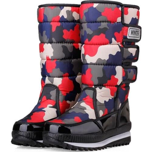 Winter Mens Shoes Couple Snow Woman Boots Plus Velvet Warm Side Zipper Outdoor Casual Boots Resistance Mid-Calf Woman Boots