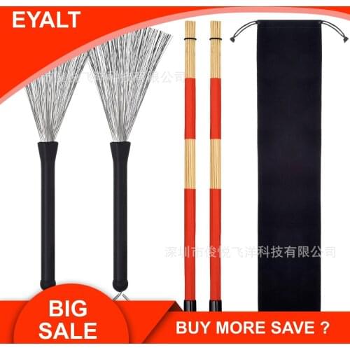 1 Set Steel Wire Drum Brush and 19 Bundles of Bamboo Drum and Pocket Drum Percussion Instrument Accessories