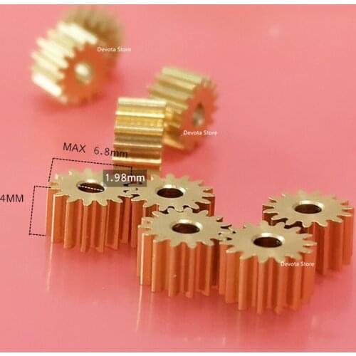 10X 0.4M 15T small MINI copper gear 1.98 2 mm diameter For Toys car RC aircraft GEAR