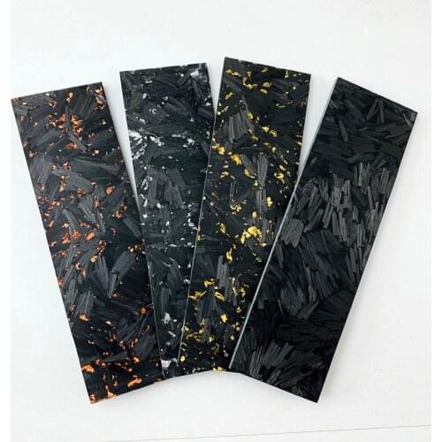 2pieces Carbon Fiber Black Marbled Material Gold Copper Foil Powder Compression Patch Plate for DIY Knife Handle patch Material